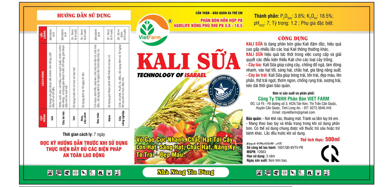 Kali sữa được nhiều bà con nông dân ưa chuộng Kali sữa được nhiều bà con nông dân ưa chuộng